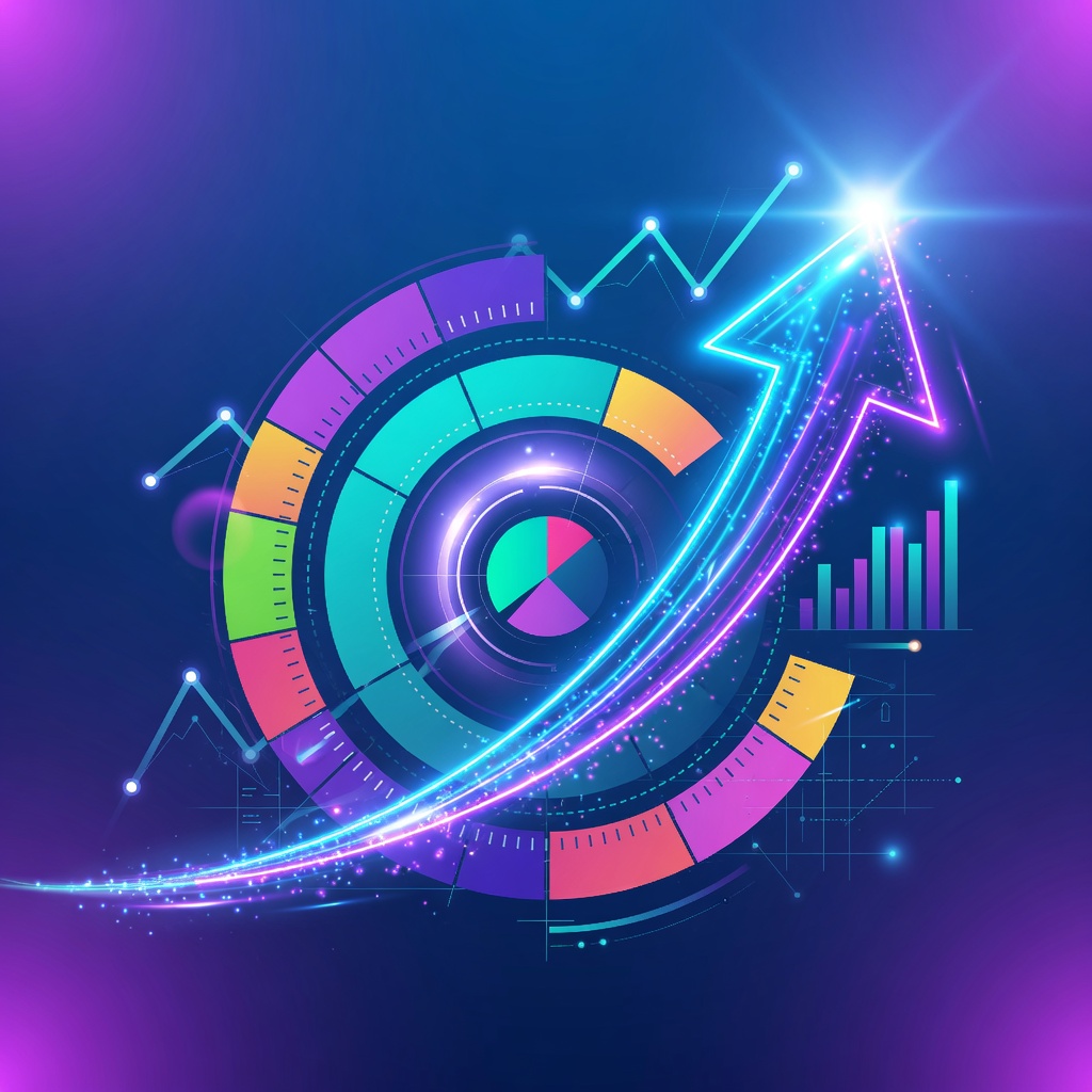 Confident investment decision visualization with upward growth trajectory